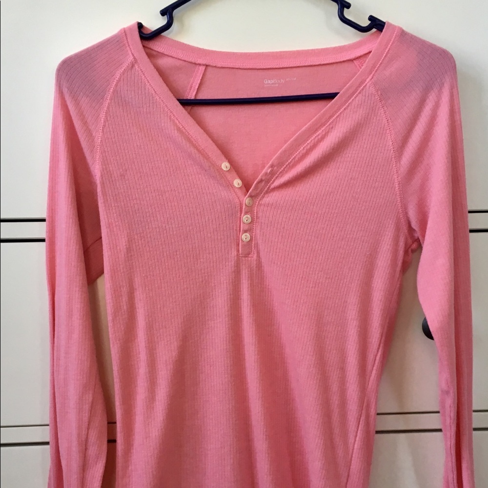 Pink Ribbed Long Sleeve Shirt